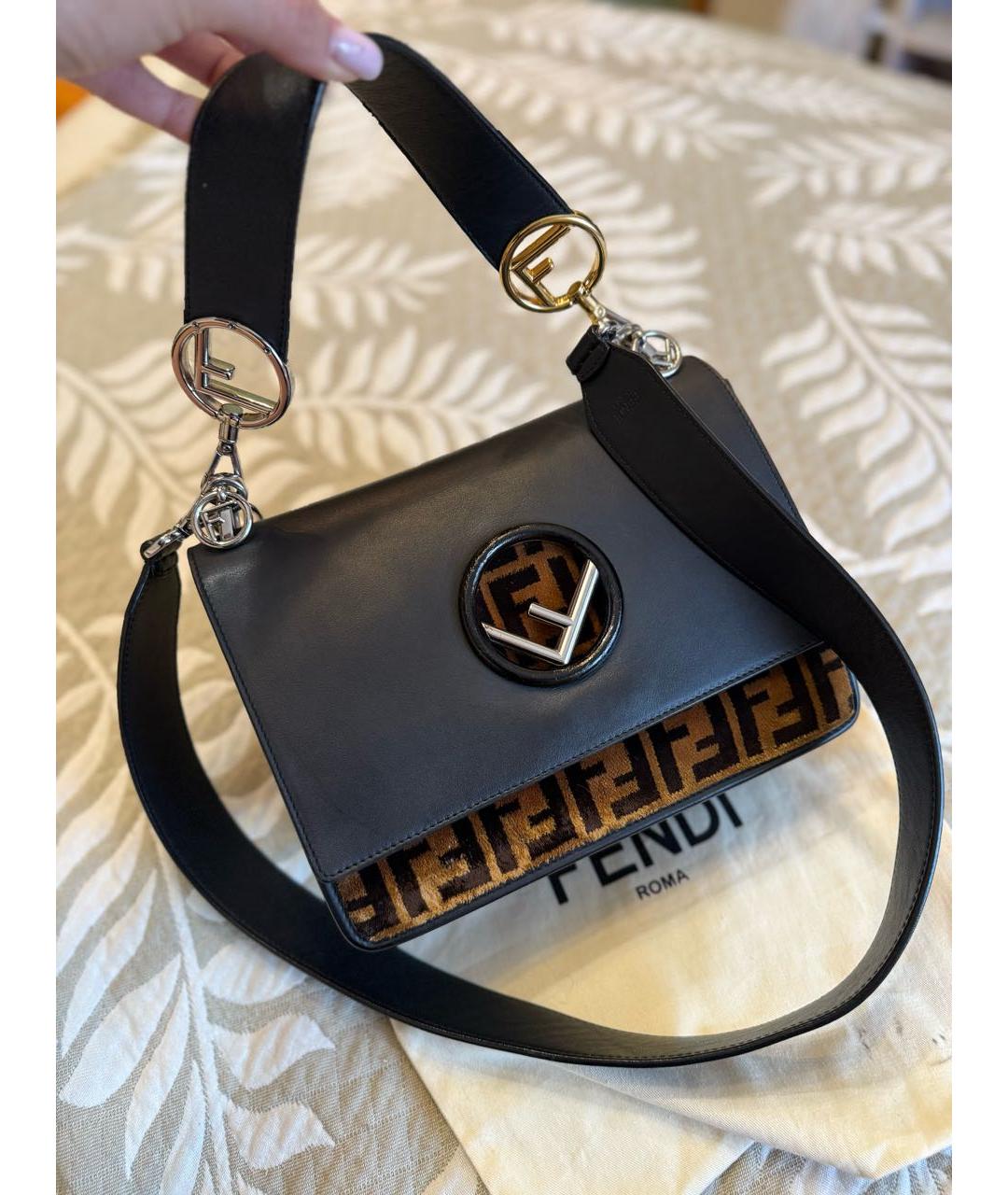 FENDI Черная кожаная сумка через плечо, фото 2