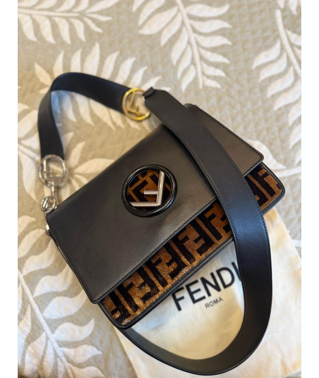 FENDI Черная кожаная сумка через плечо, фото 3