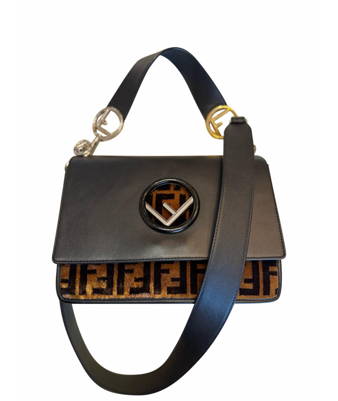 FENDI Черная кожаная сумка через плечо, фото 1
