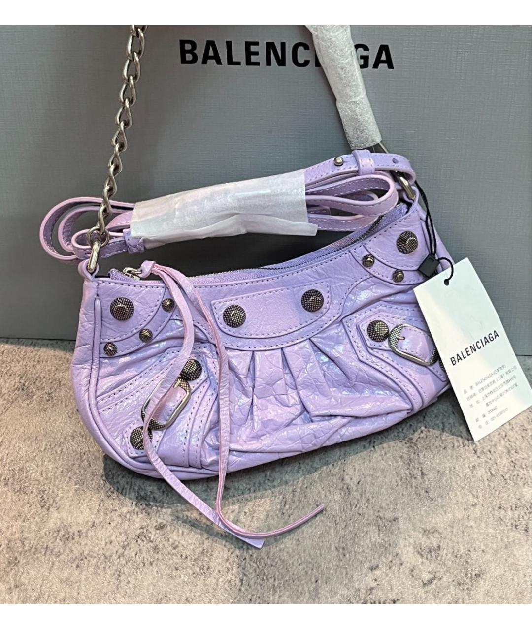 BALENCIAGA Фиолетовая кожаная сумка через плечо, фото 3