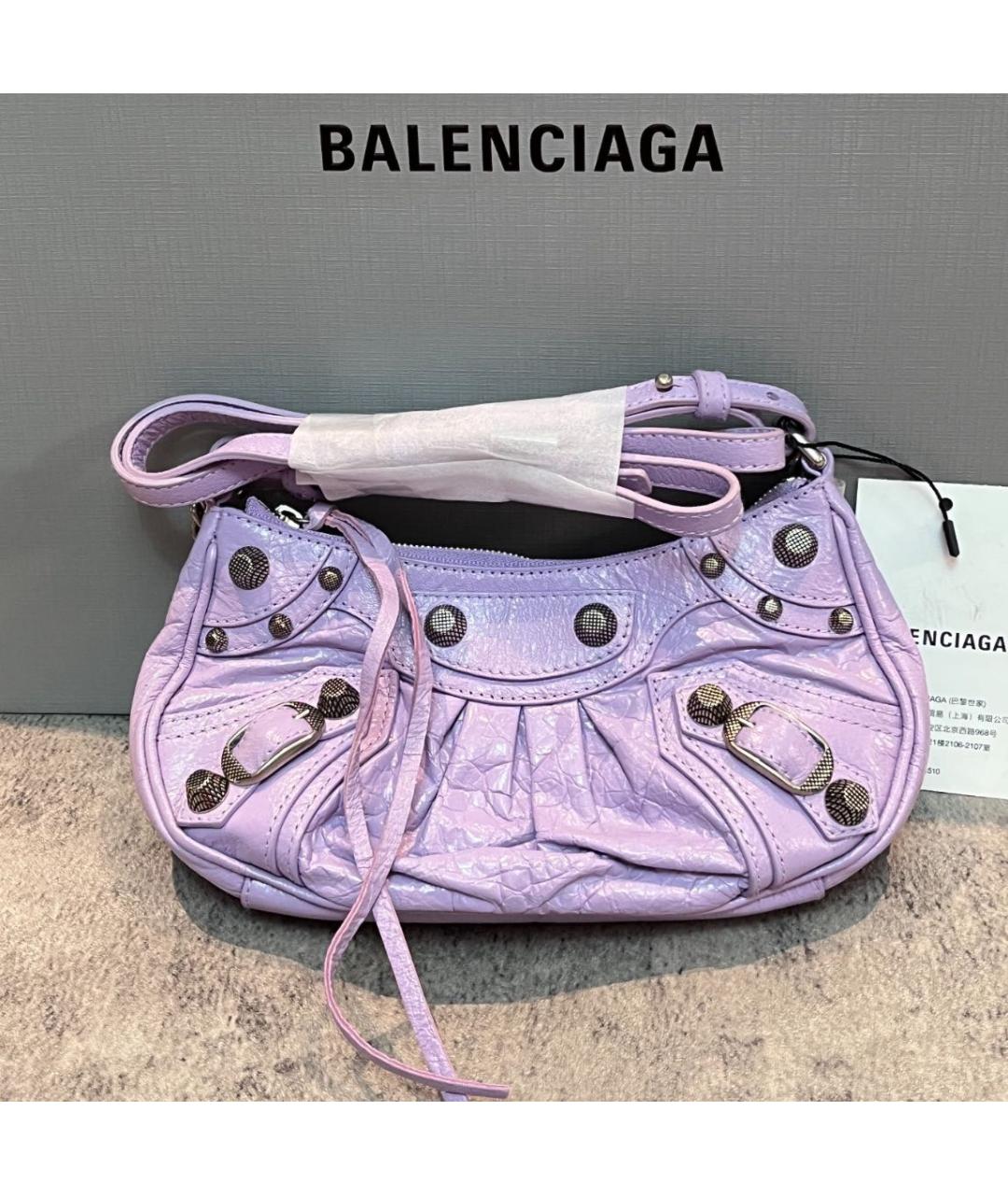 BALENCIAGA Фиолетовая кожаная сумка через плечо, фото 4