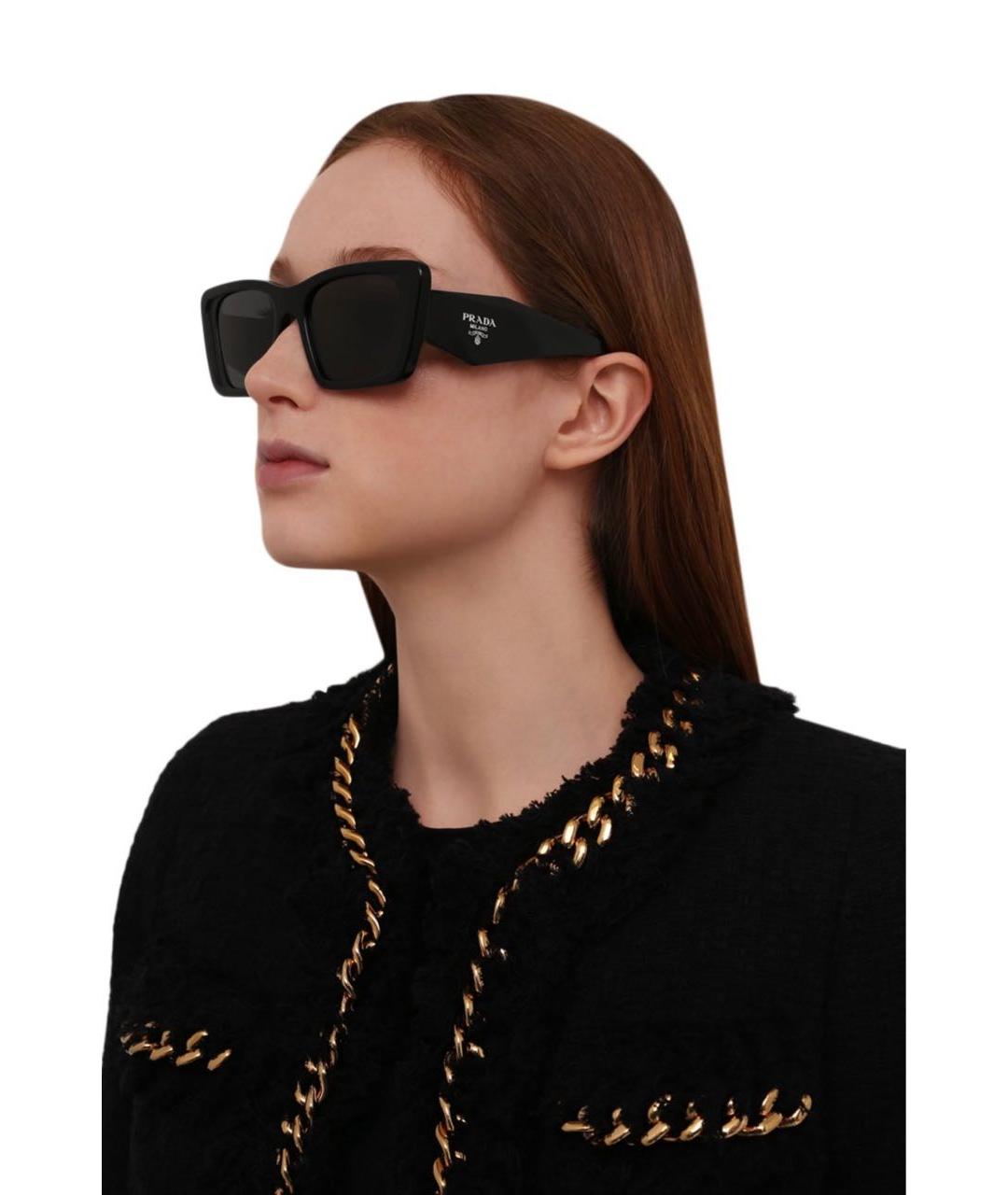 PRADA Черные пластиковые солнцезащитные очки, фото 6