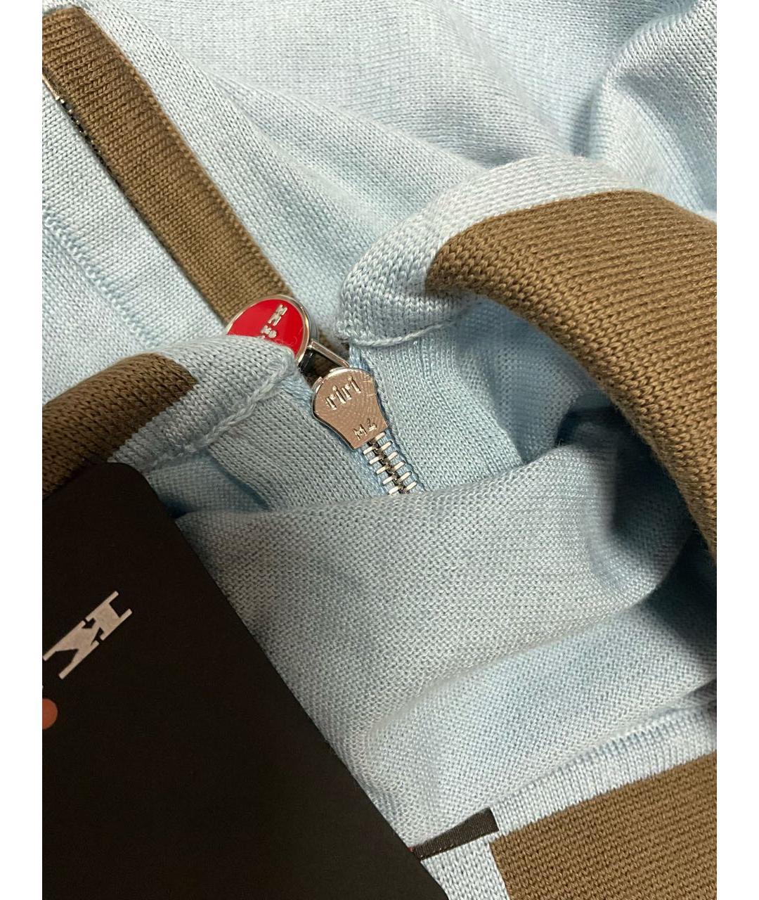 LORO PIANA Голубое хлопковое поло с коротким рукавом, фото 6