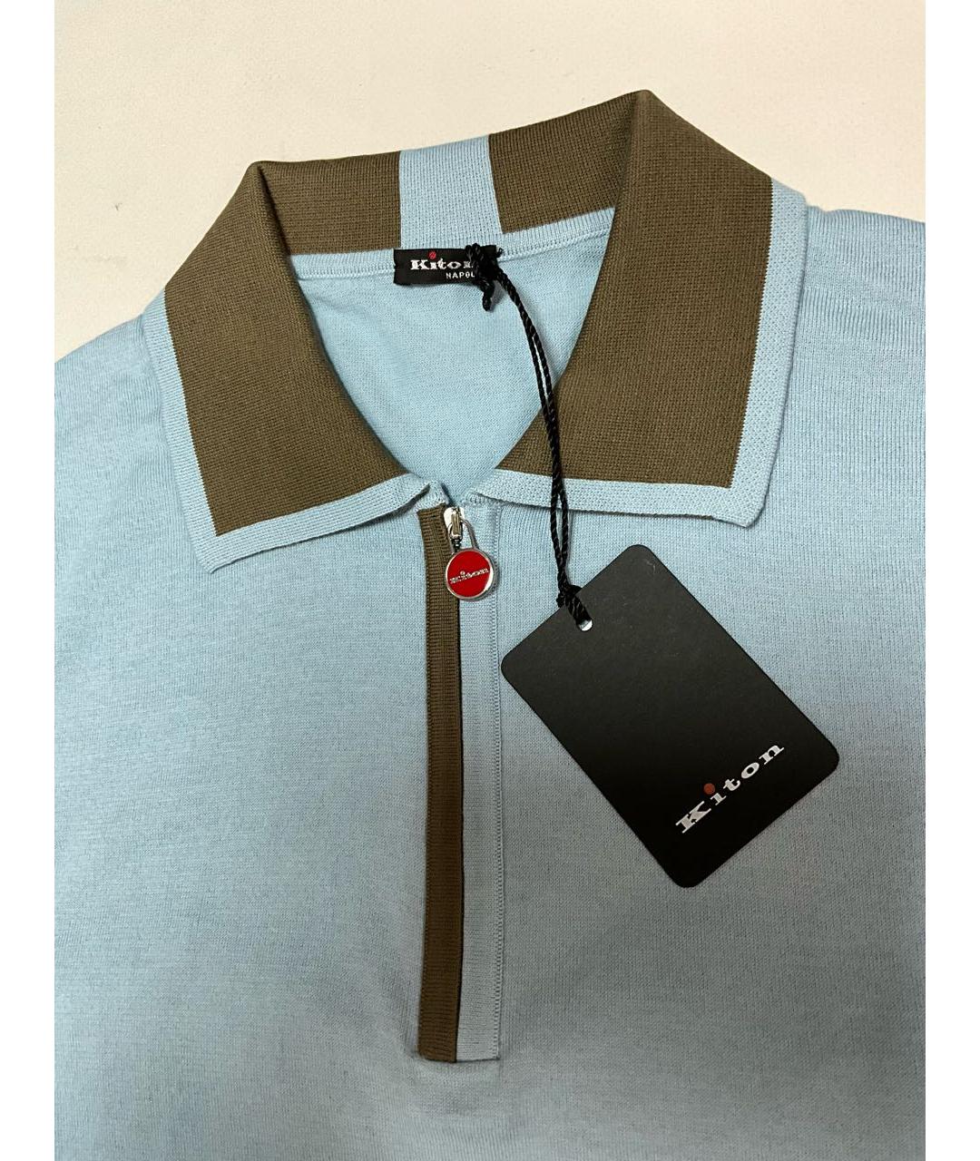 LORO PIANA Голубое хлопковое поло с коротким рукавом, фото 4