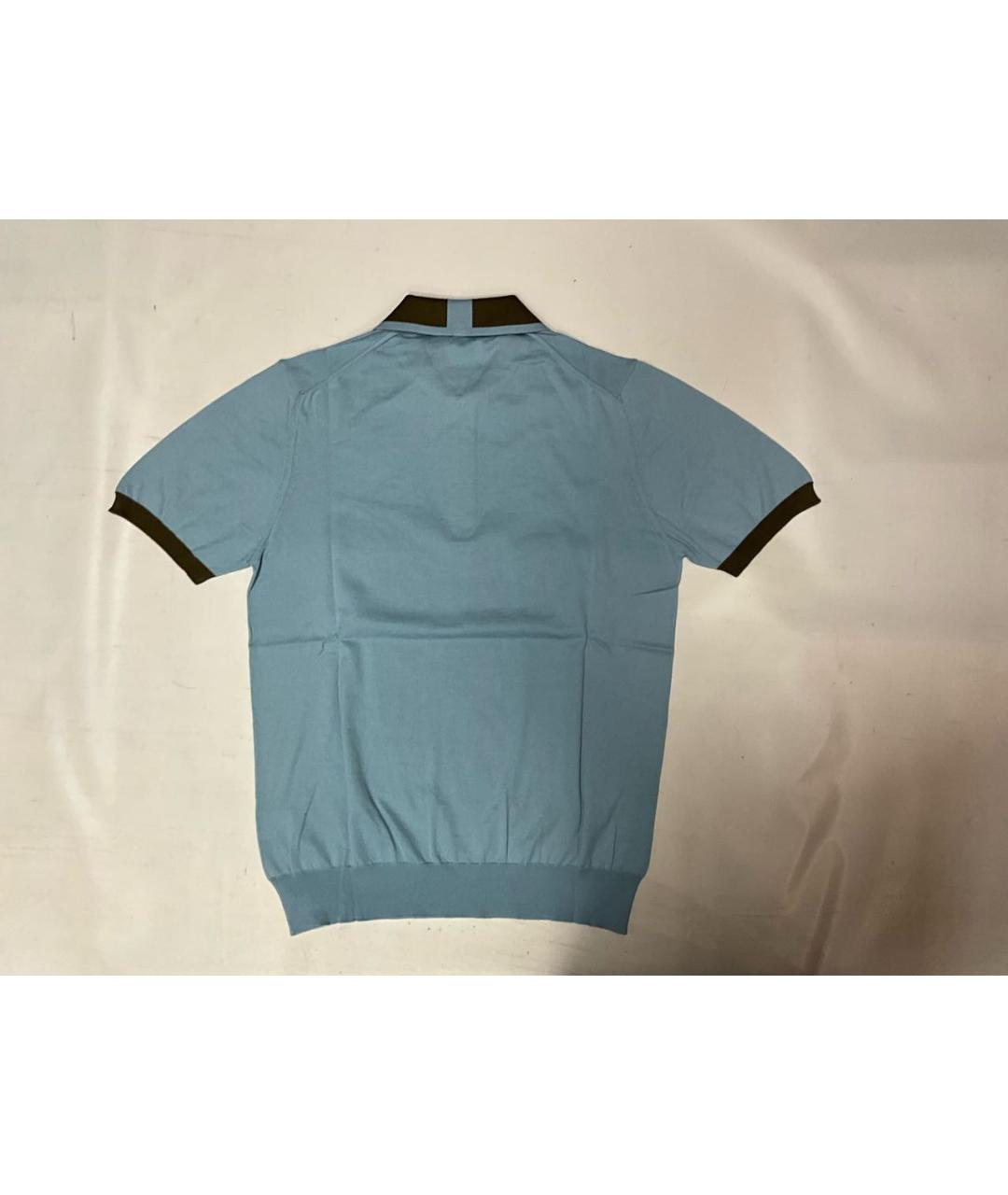 LORO PIANA Голубое хлопковое поло с коротким рукавом, фото 5