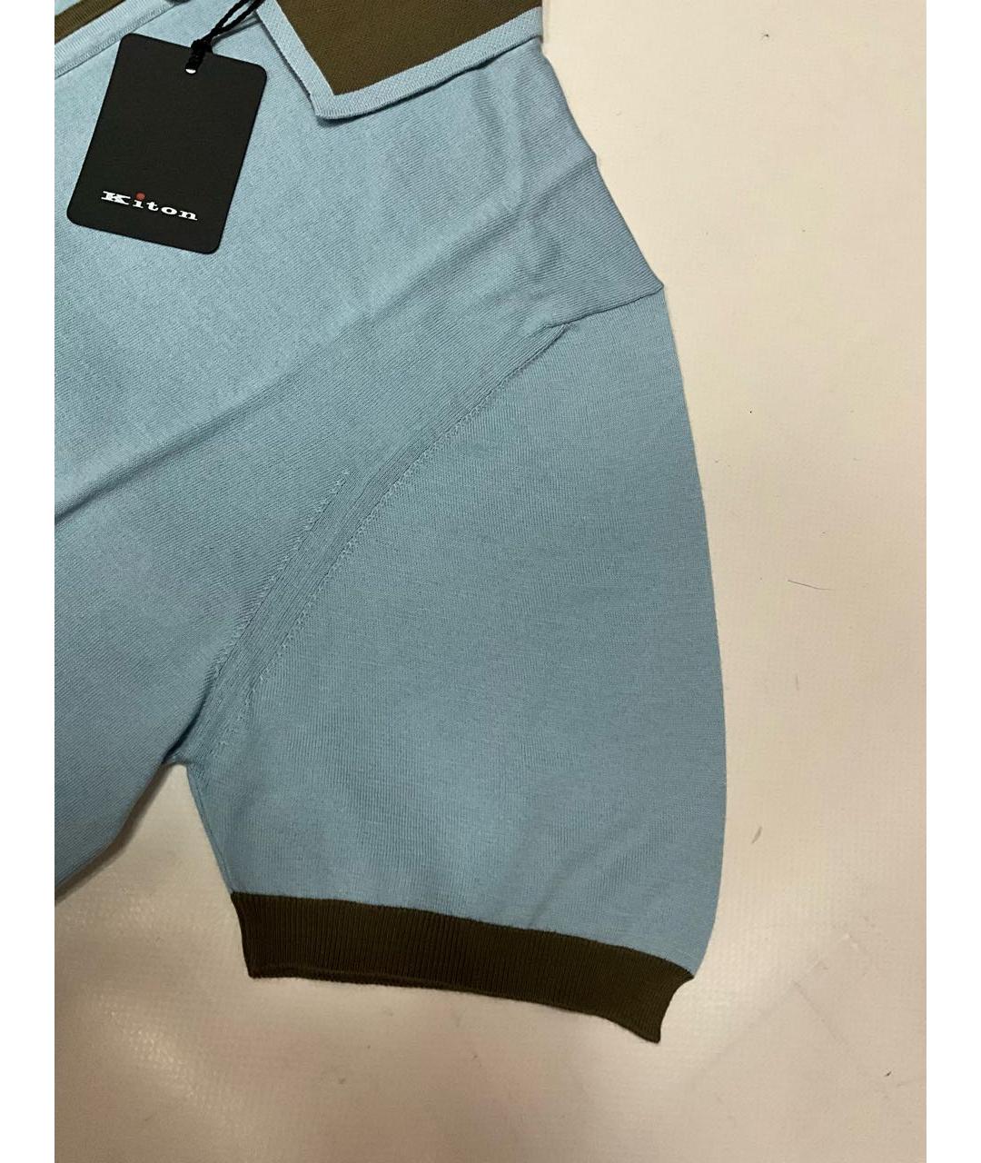 LORO PIANA Голубое хлопковое поло с коротким рукавом, фото 3