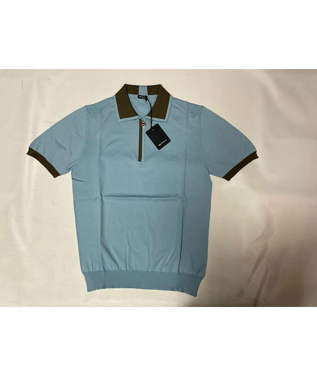 LORO PIANA Голубое хлопковое поло с коротким рукавом, фото 8