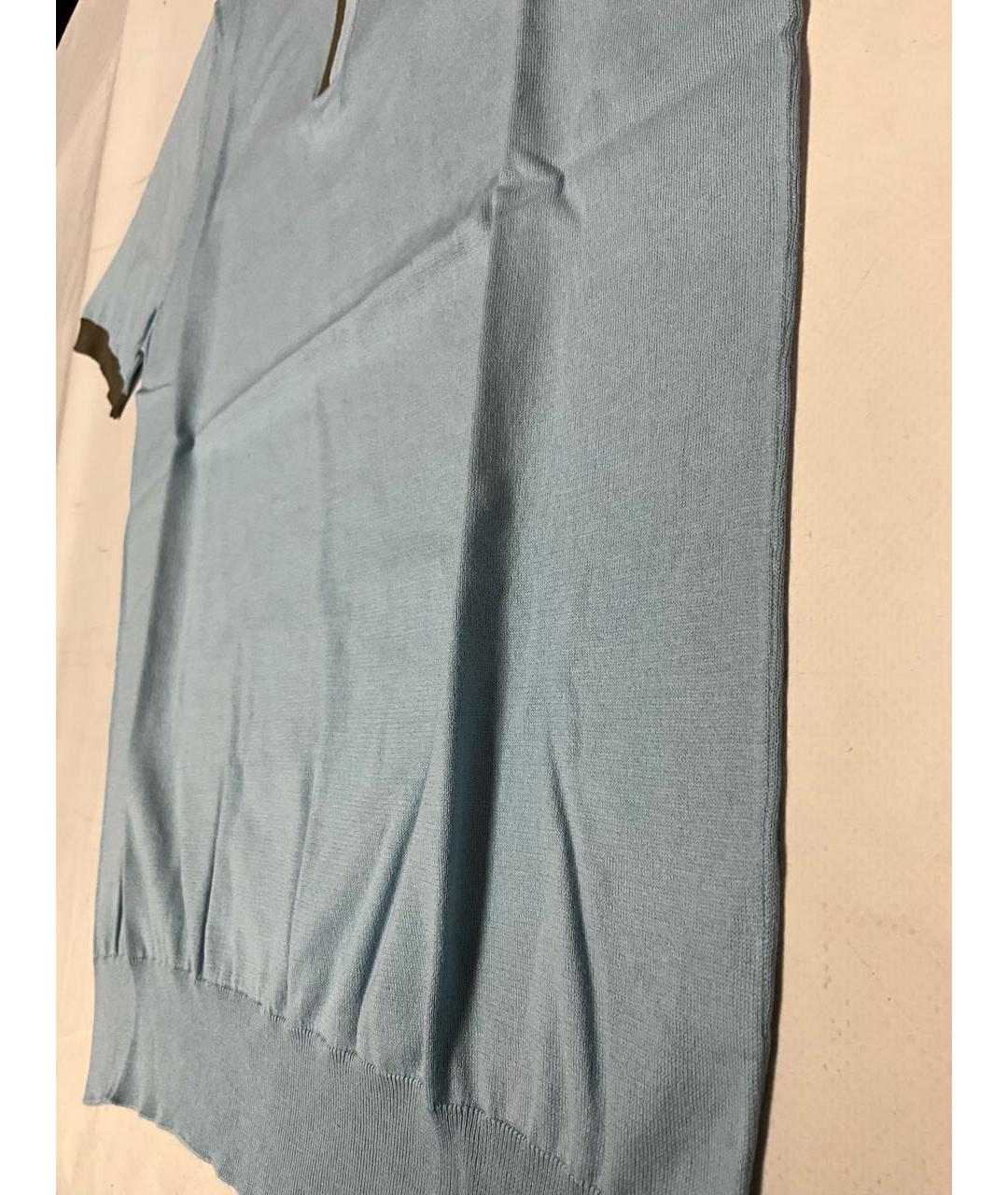 LORO PIANA Голубое хлопковое поло с коротким рукавом, фото 2