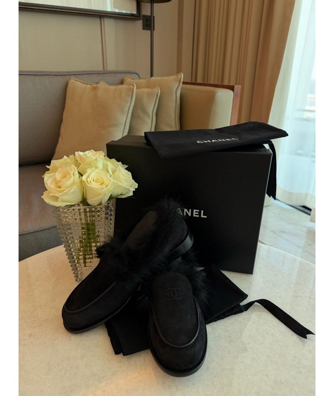 CHANEL Черные замшевые лоферы, фото 6