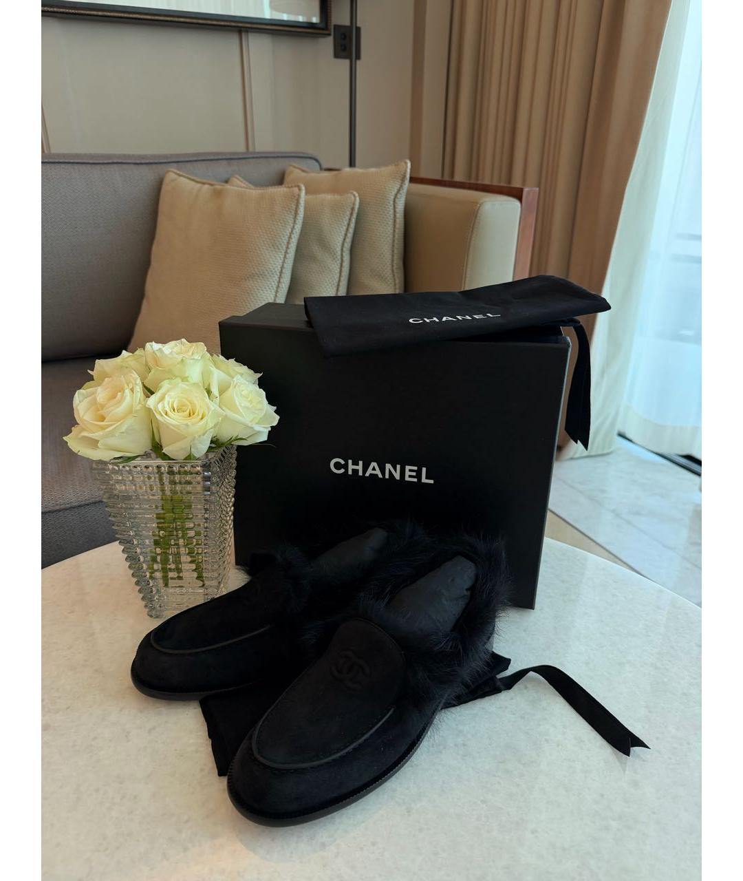 CHANEL Черные замшевые лоферы, фото 2