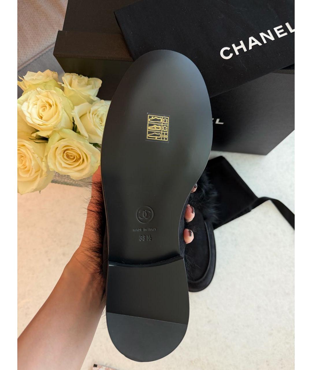 CHANEL Черные замшевые лоферы, фото 4