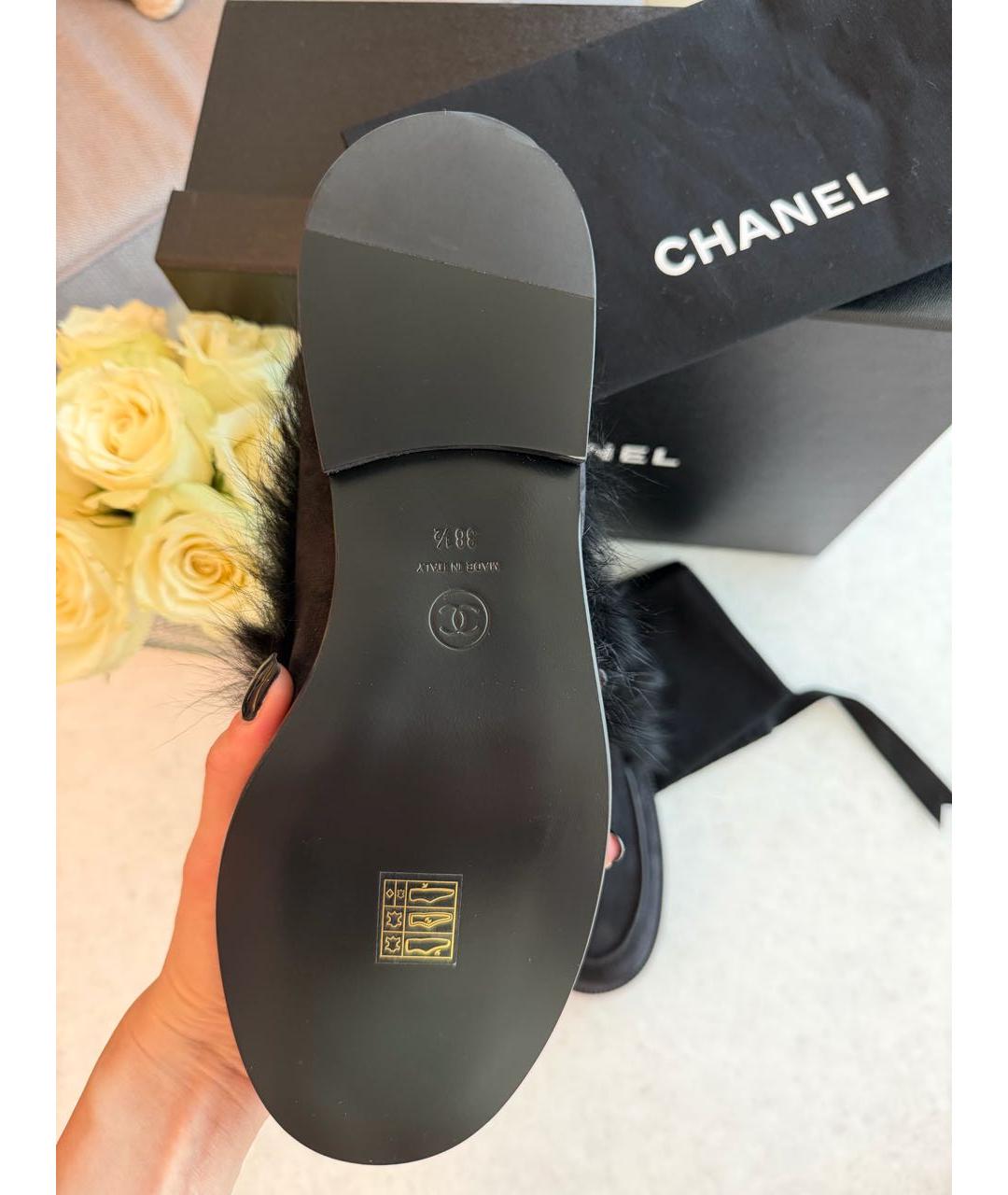 CHANEL Черные замшевые лоферы, фото 5