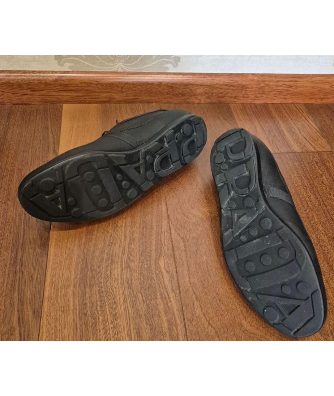 PRADA Черные кожаные низкие кроссовки / кеды, фото 5