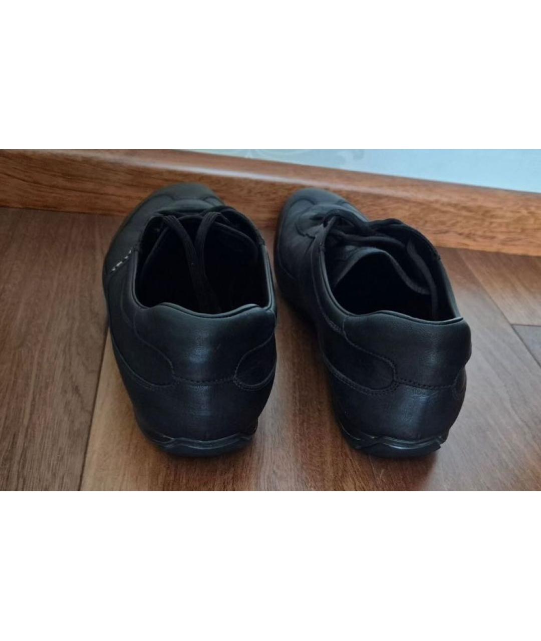 PRADA Черные кожаные низкие кроссовки / кеды, фото 7