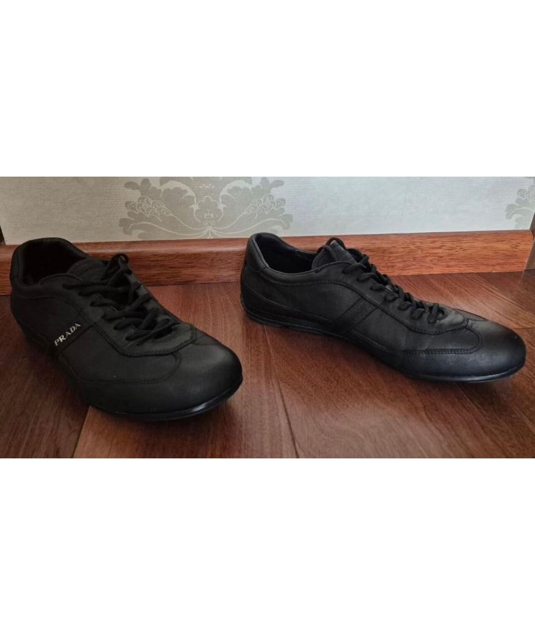 PRADA Черные кожаные низкие кроссовки / кеды, фото 8