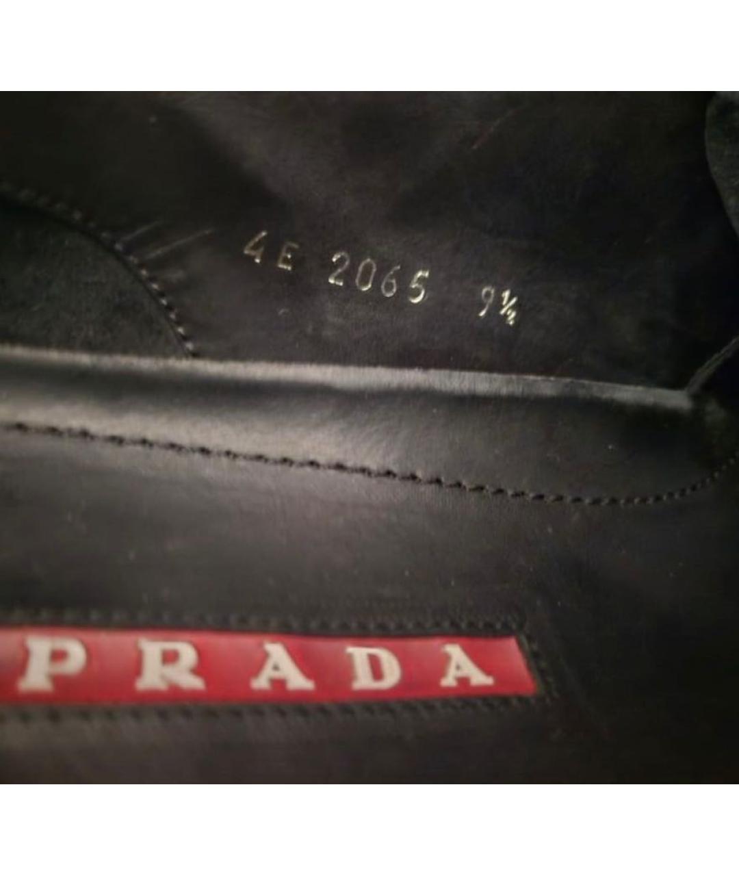 PRADA Черные кожаные низкие кроссовки / кеды, фото 6