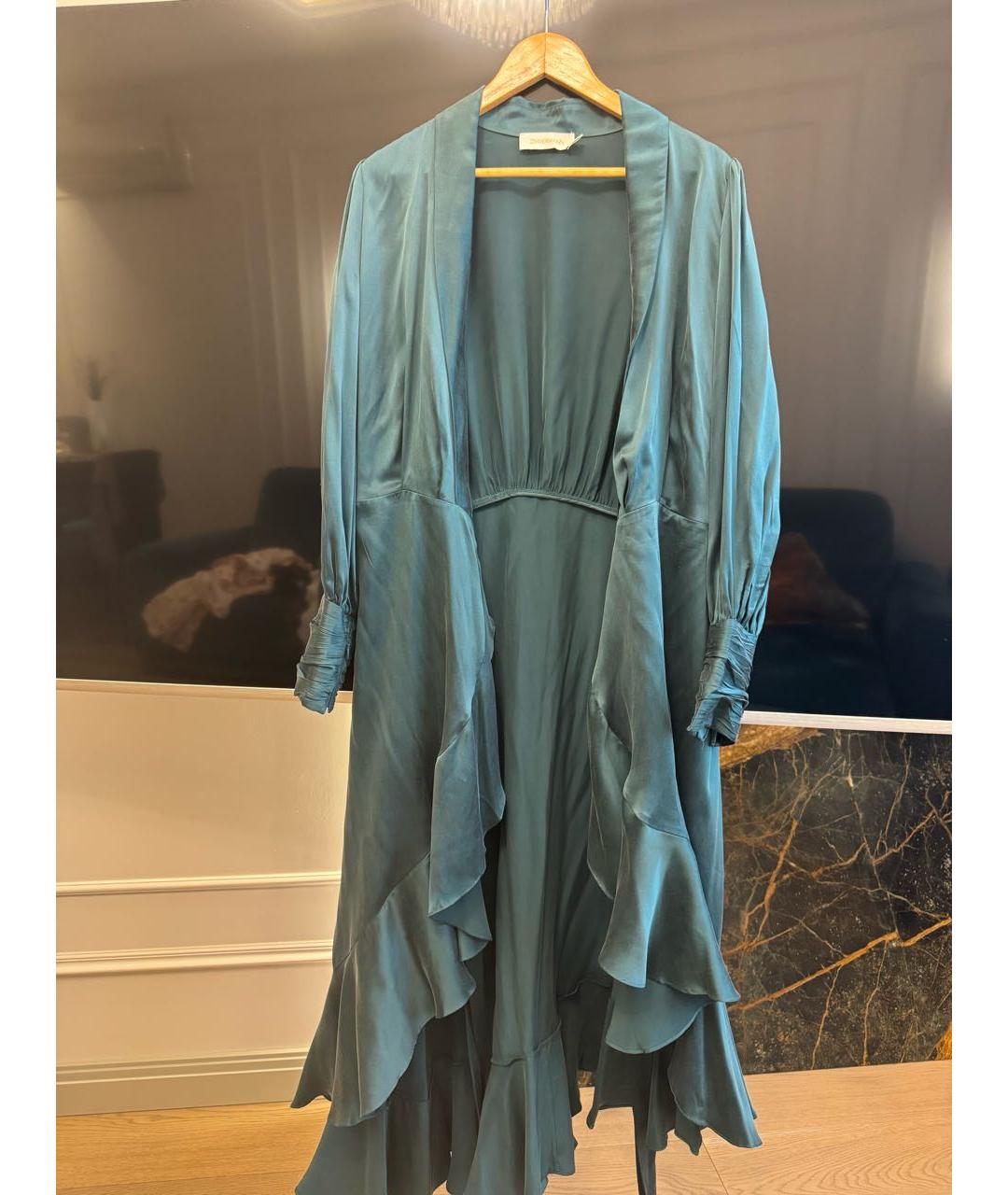 ZIMMERMANN Зеленые шелковое коктейльное платье, фото 4