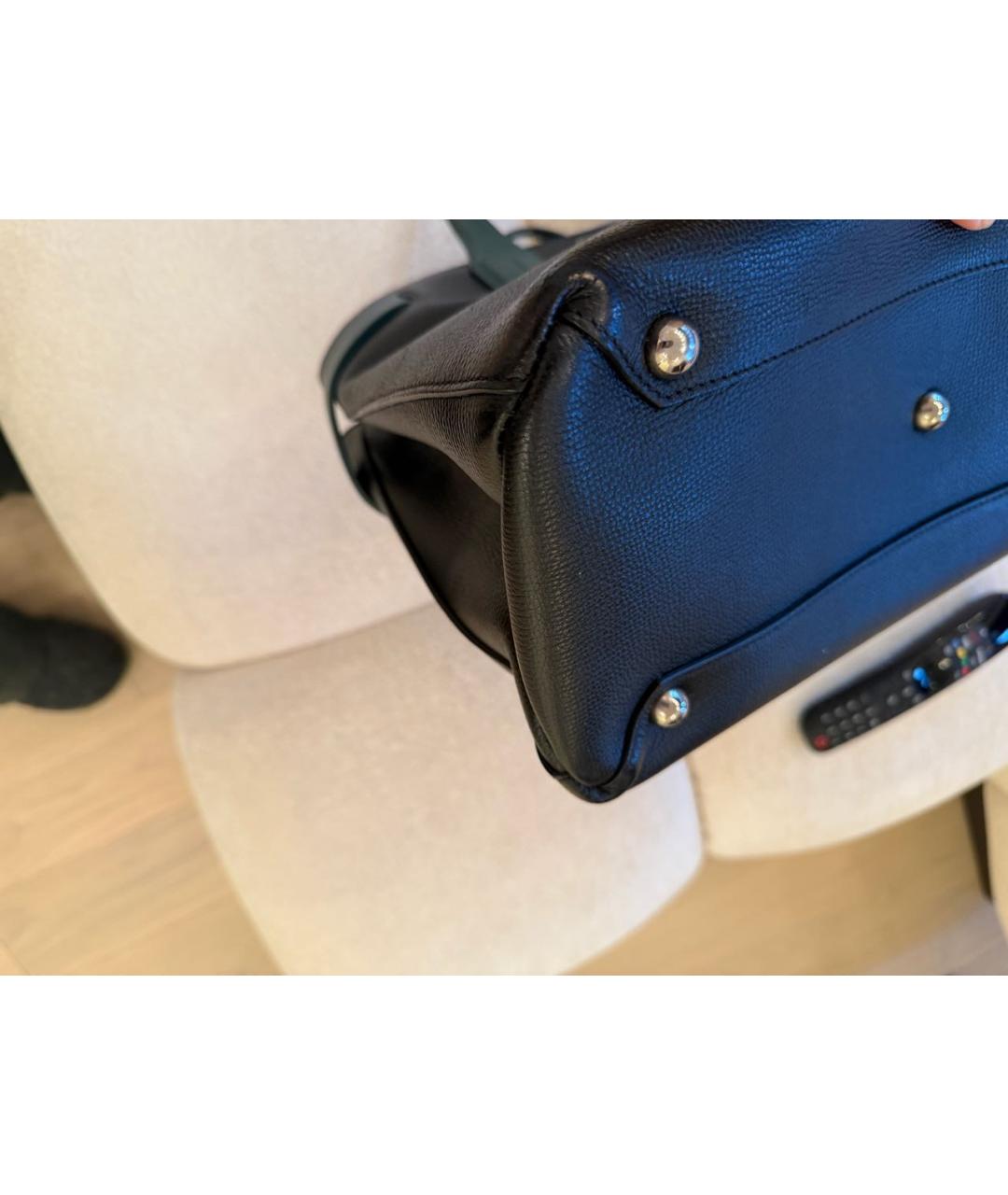 BURBERRY Черная кожаная сумка тоут, фото 8