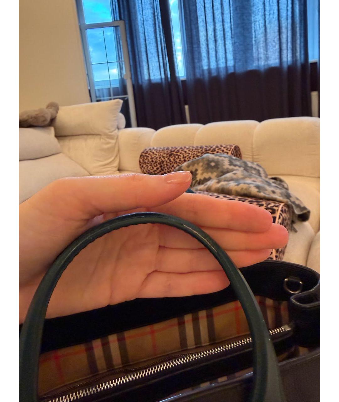 BURBERRY Черная кожаная сумка тоут, фото 7