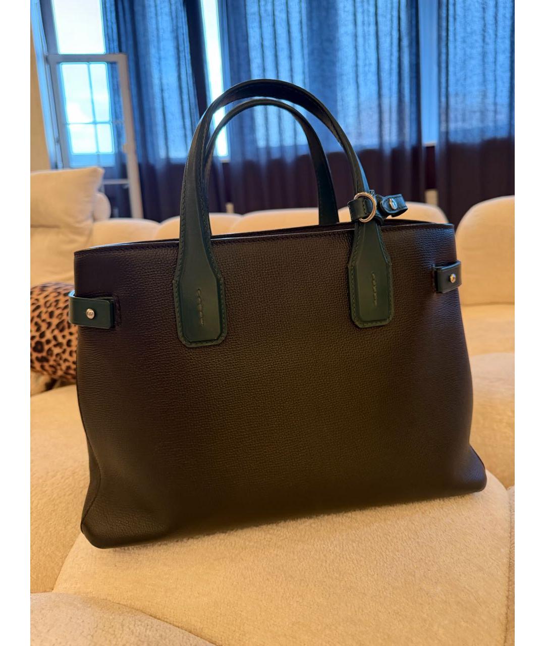 BURBERRY Черная кожаная сумка тоут, фото 2