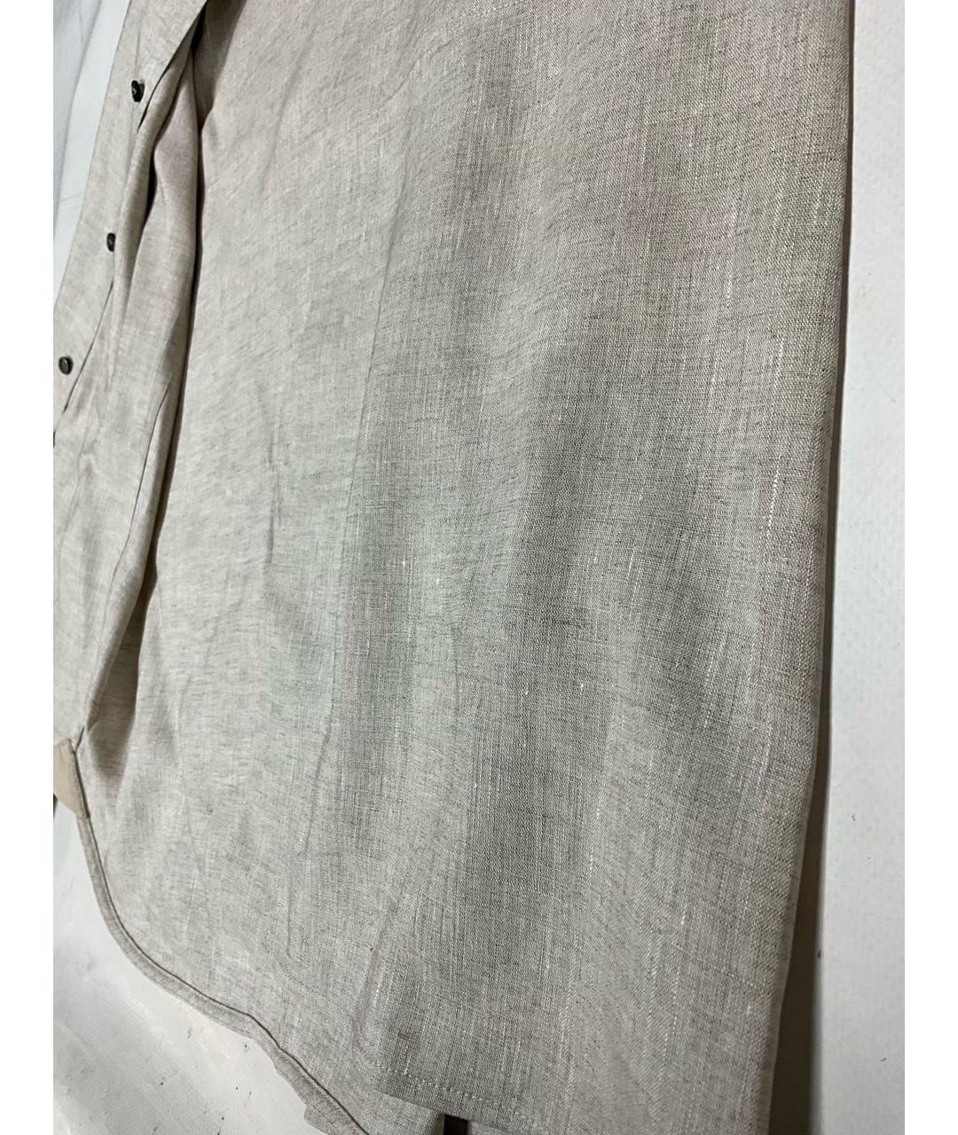 ZILLI Бежевая льняная классическая рубашка, фото 4