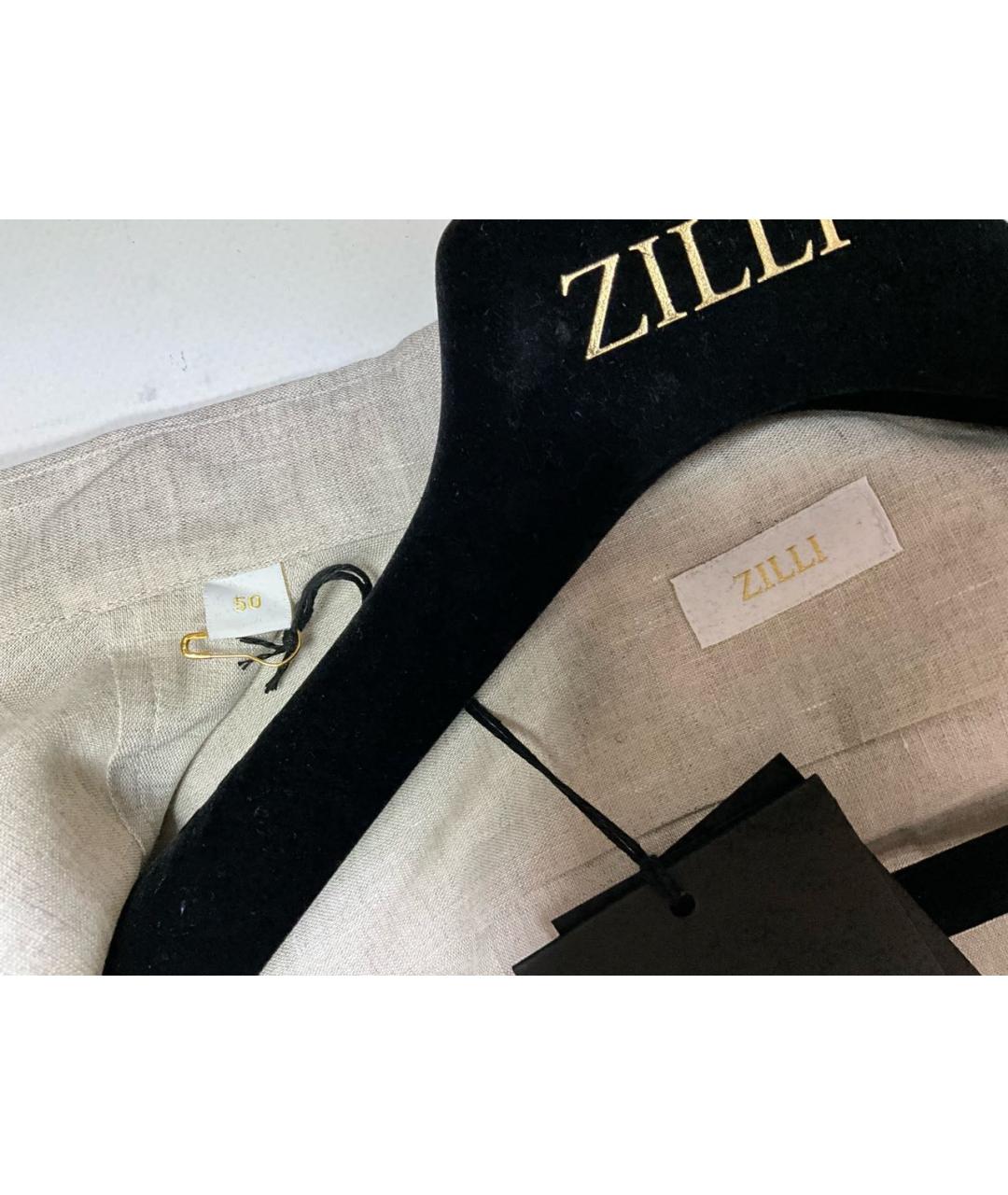 ZILLI Бежевая льняная классическая рубашка, фото 5