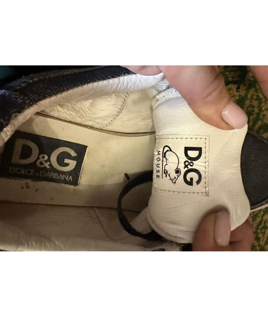 DOLCE&GABBANA Синие текстильные кеды, фото 4