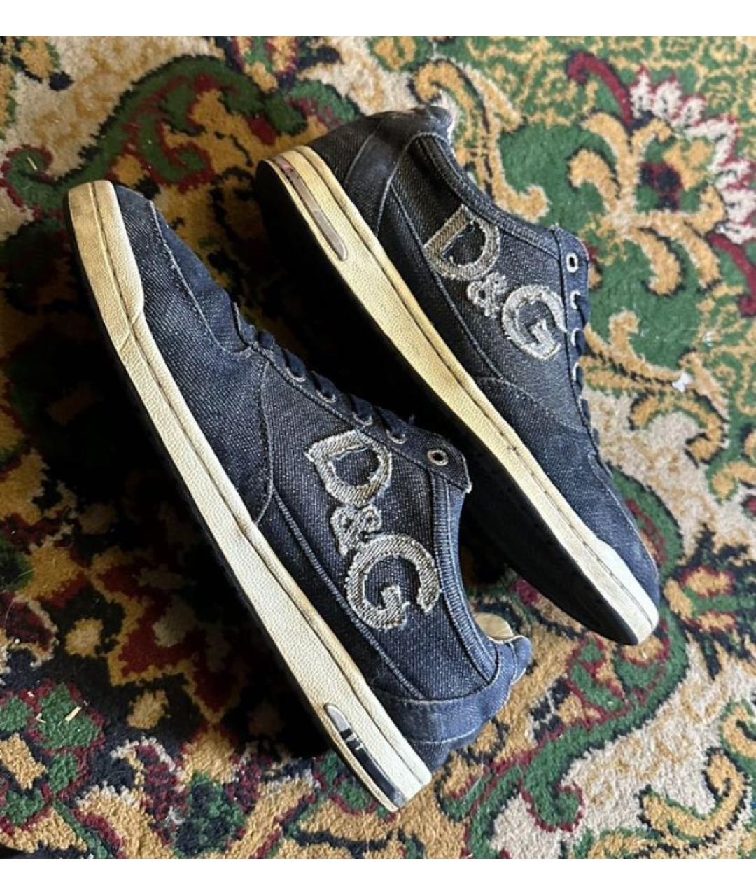 DOLCE&GABBANA Синие текстильные кеды, фото 7