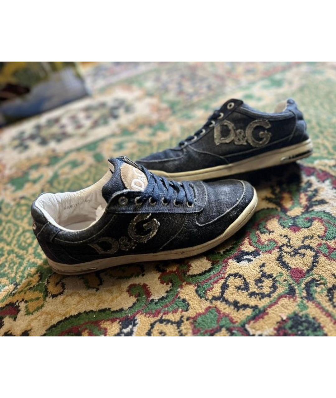 DOLCE&GABBANA Синие текстильные кеды, фото 6