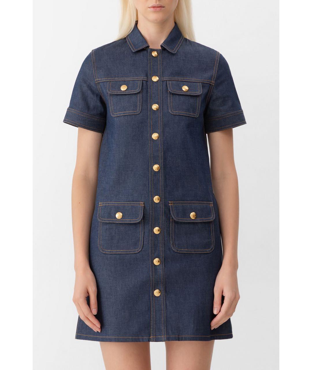 CELINE Синее хлопковое повседневное платье, фото 8