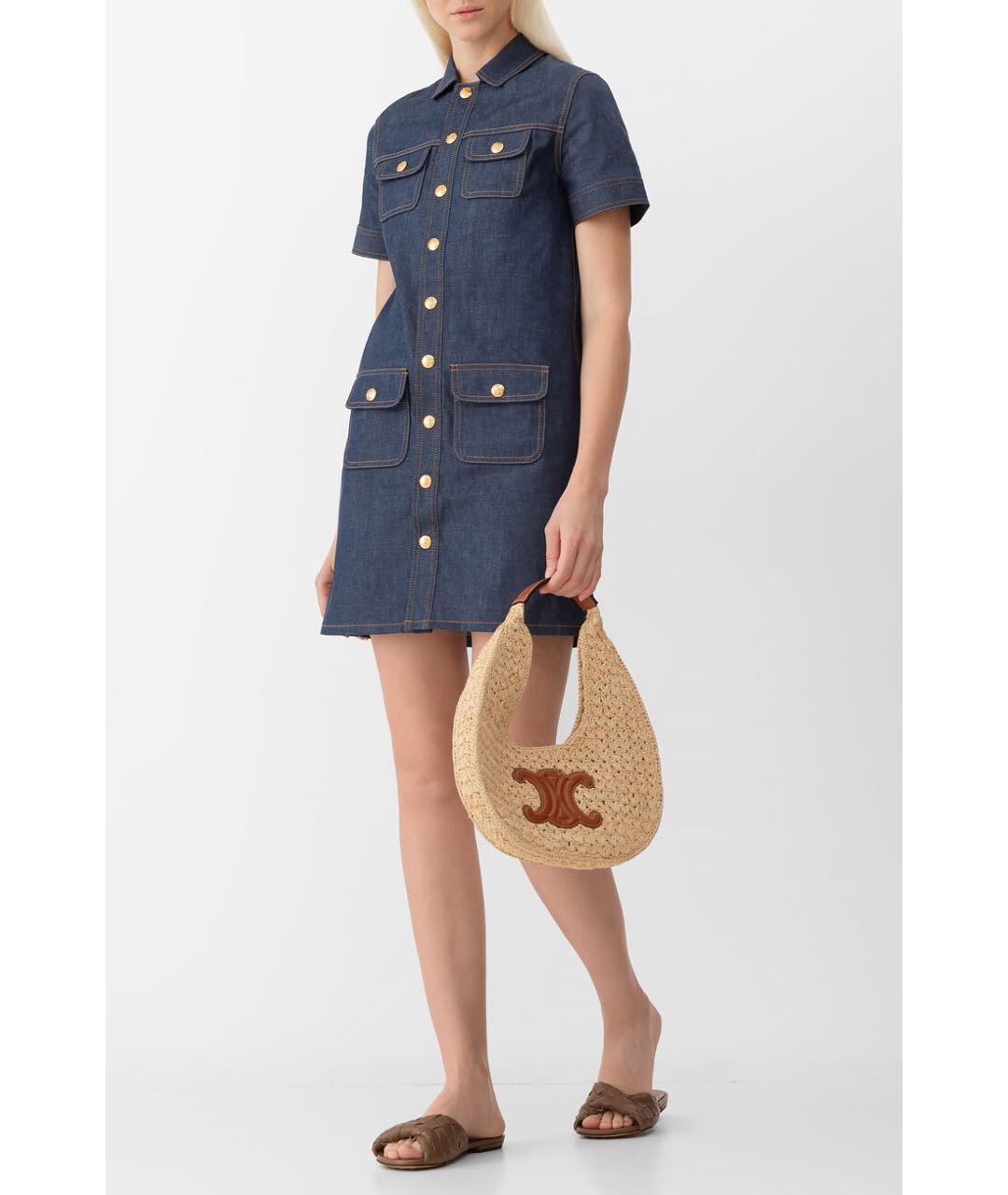 CELINE Синее хлопковое повседневное платье, фото 2
