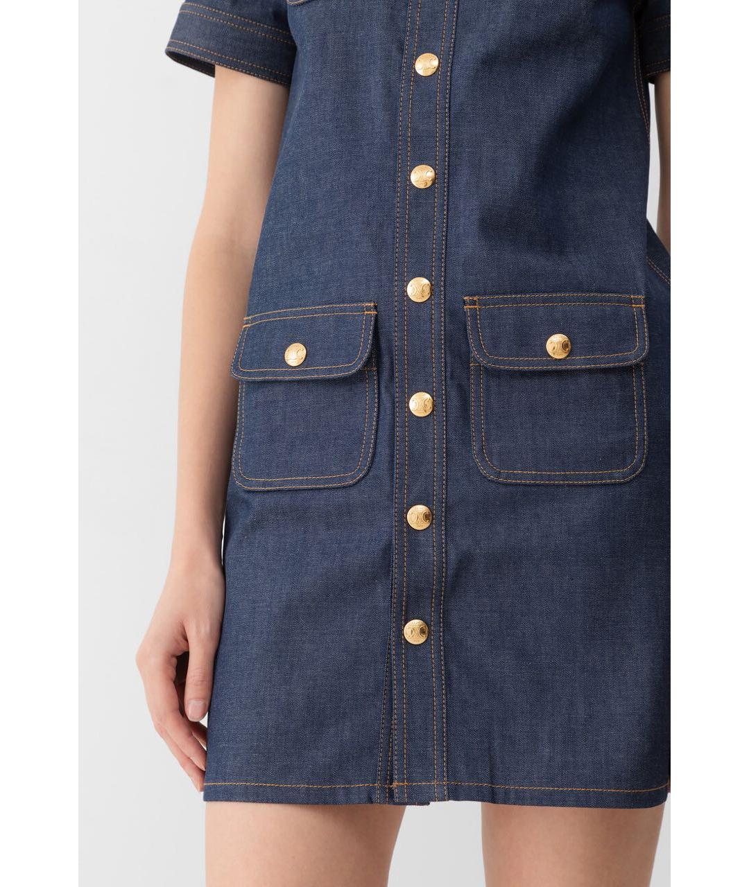 CELINE Синее хлопковое повседневное платье, фото 6