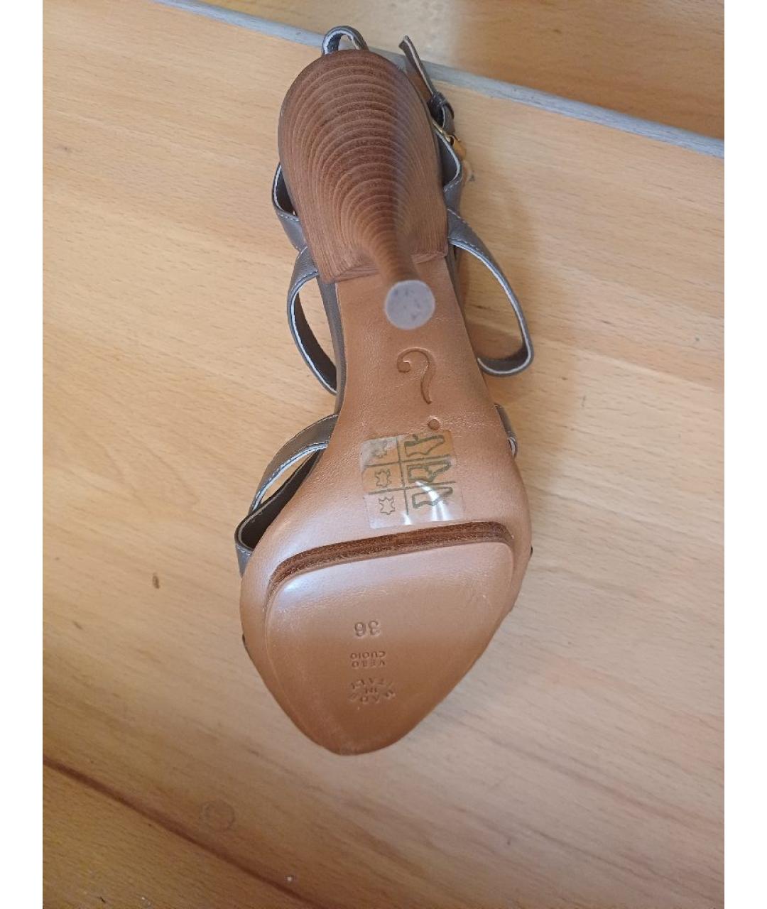 MOSCHINO Коричневые кожаные босоножки, фото 9