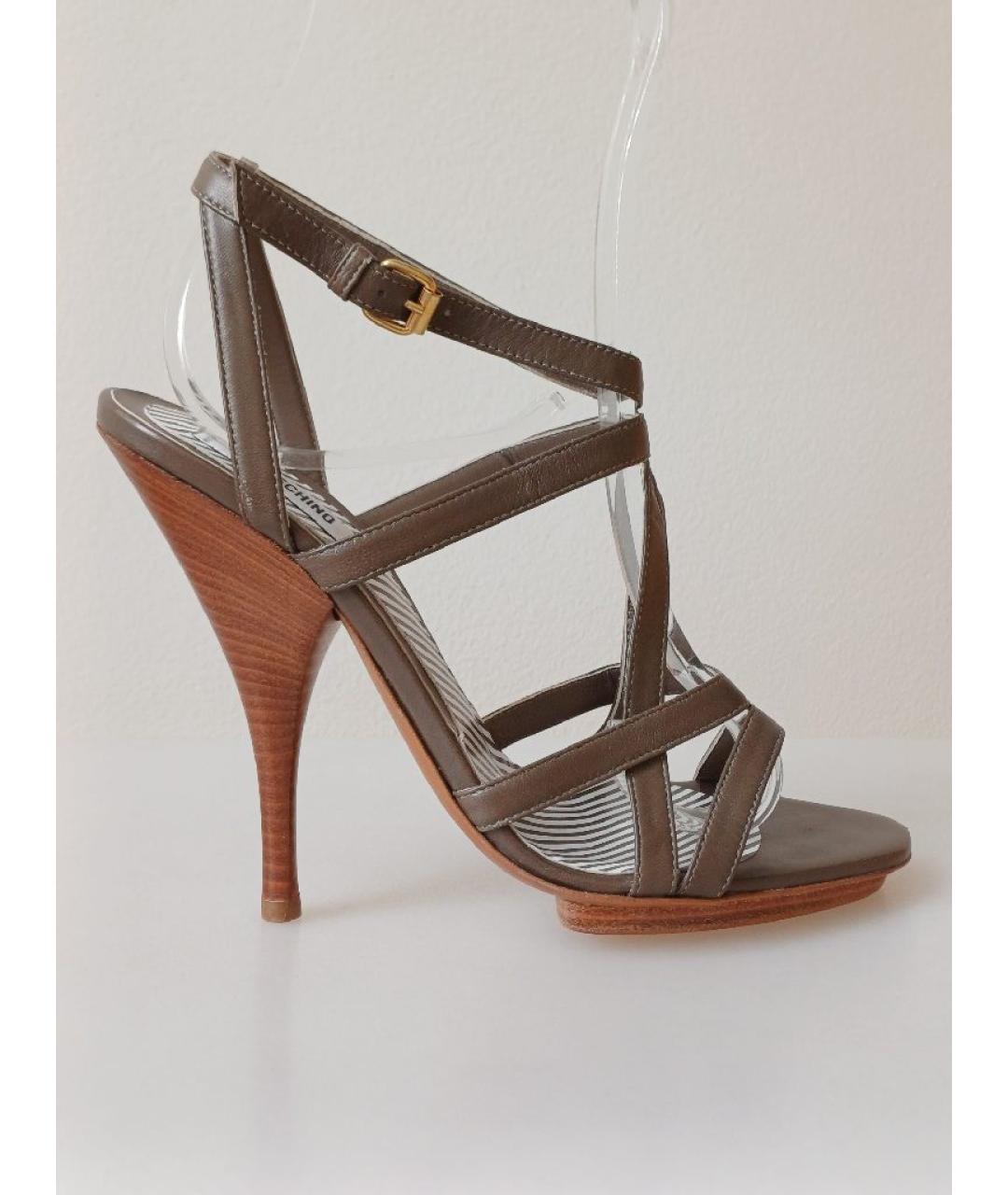 MOSCHINO Коричневые кожаные босоножки, фото 10