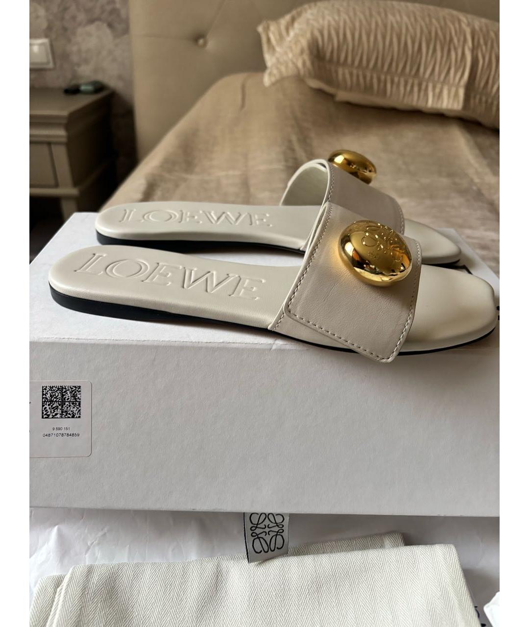 LOEWE Бежевые кожаные мюли, фото 9