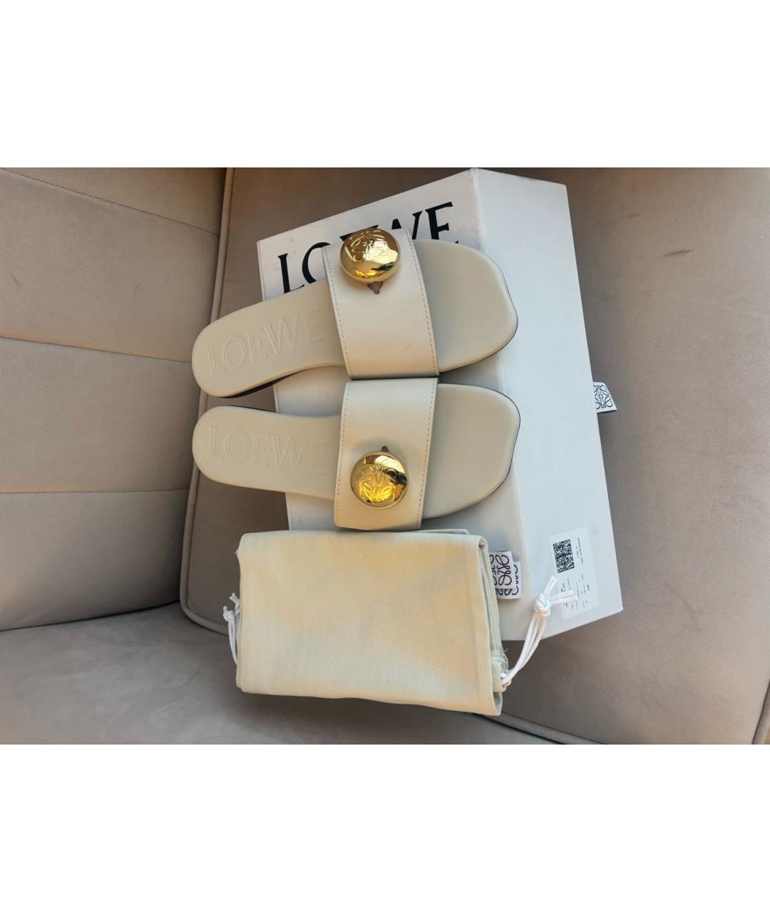 LOEWE Бежевые кожаные мюли, фото 2