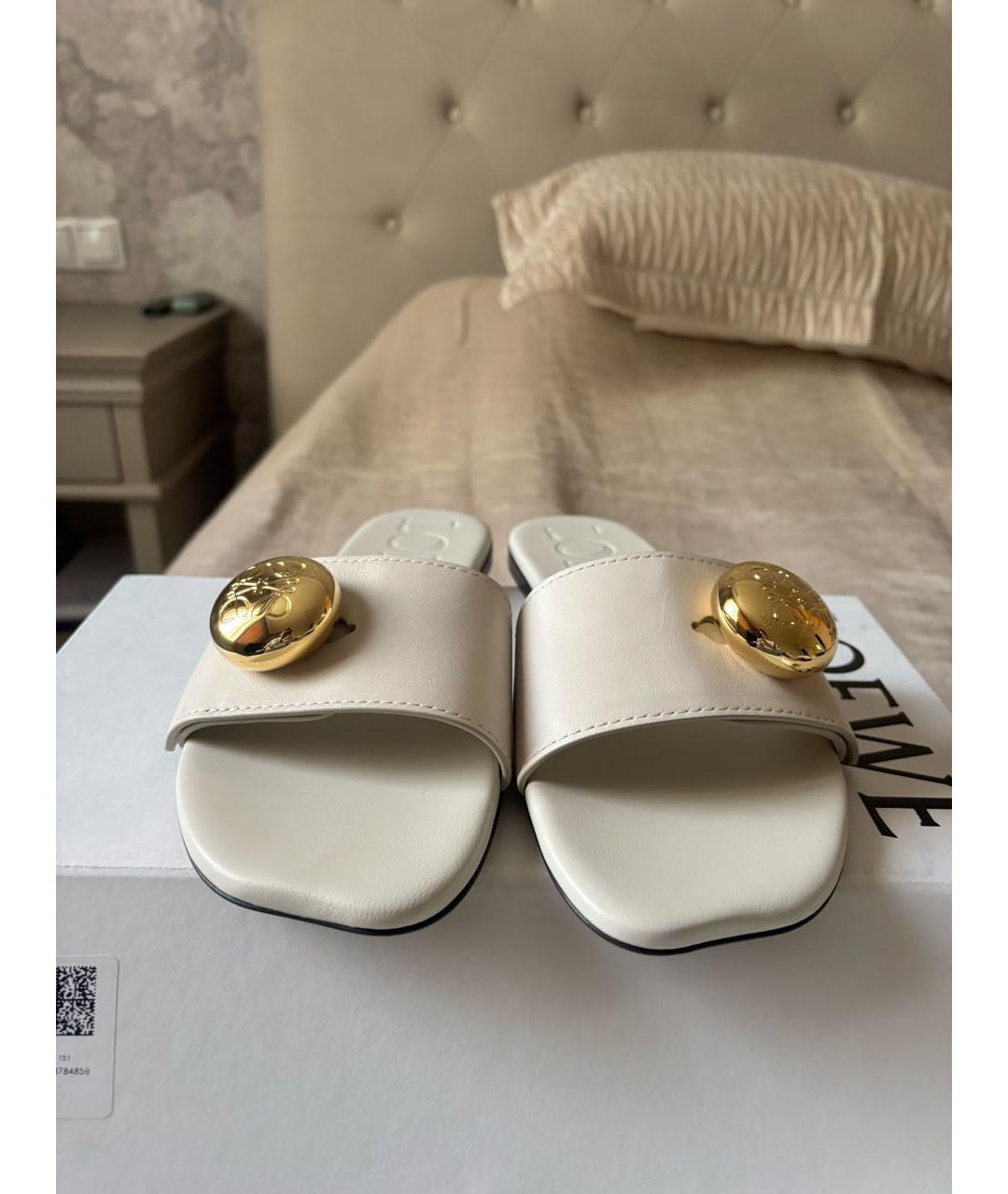 LOEWE Бежевые кожаные мюли, фото 3