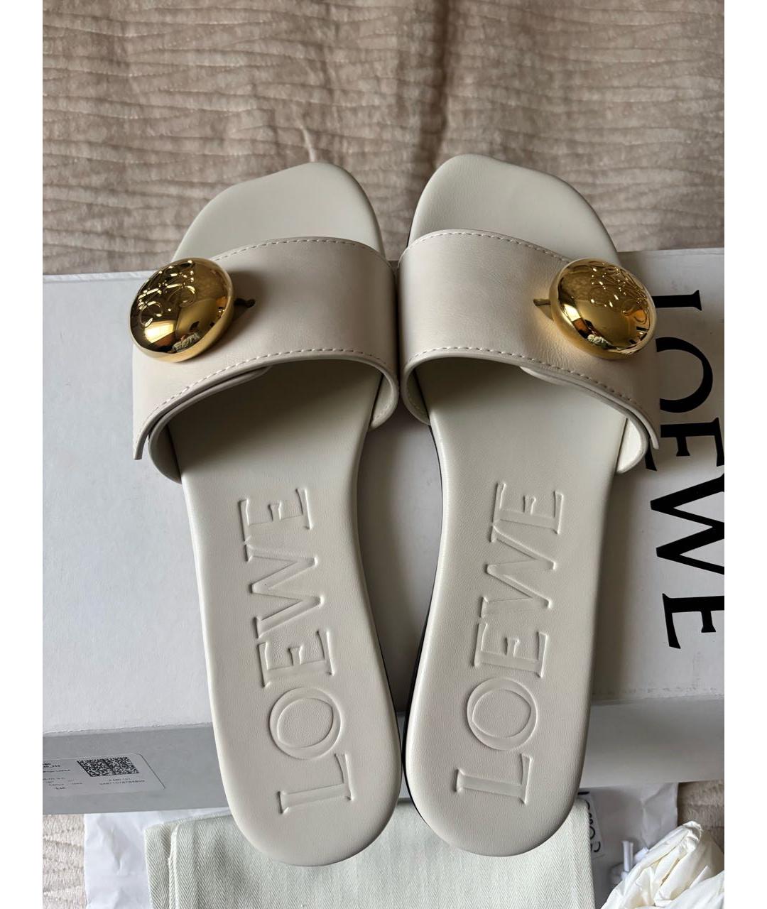 LOEWE Бежевые кожаные мюли, фото 4