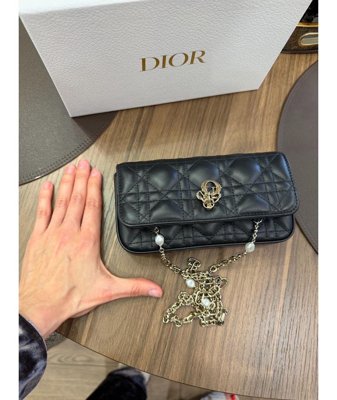 CHRISTIAN DIOR Черная кожаная сумка через плечо, фото 5