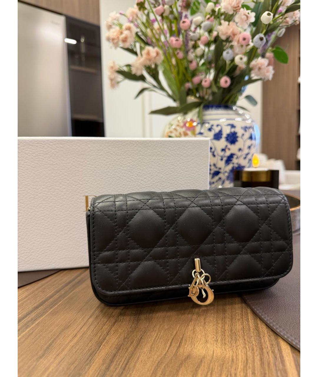 CHRISTIAN DIOR Черная кожаная сумка через плечо, фото 3