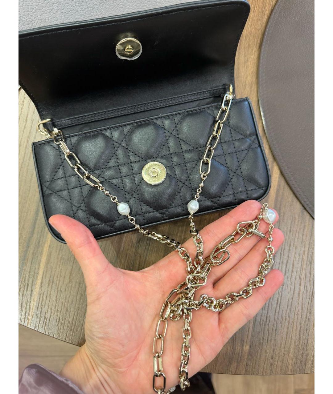 CHRISTIAN DIOR Черная кожаная сумка через плечо, фото 6