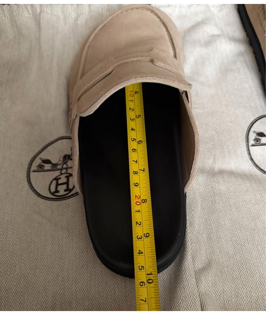 HERMES Бежевые замшевые сабо, фото 5