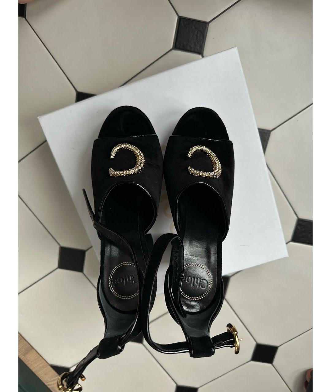 CHLOE Черные бархатные туфли, фото 3