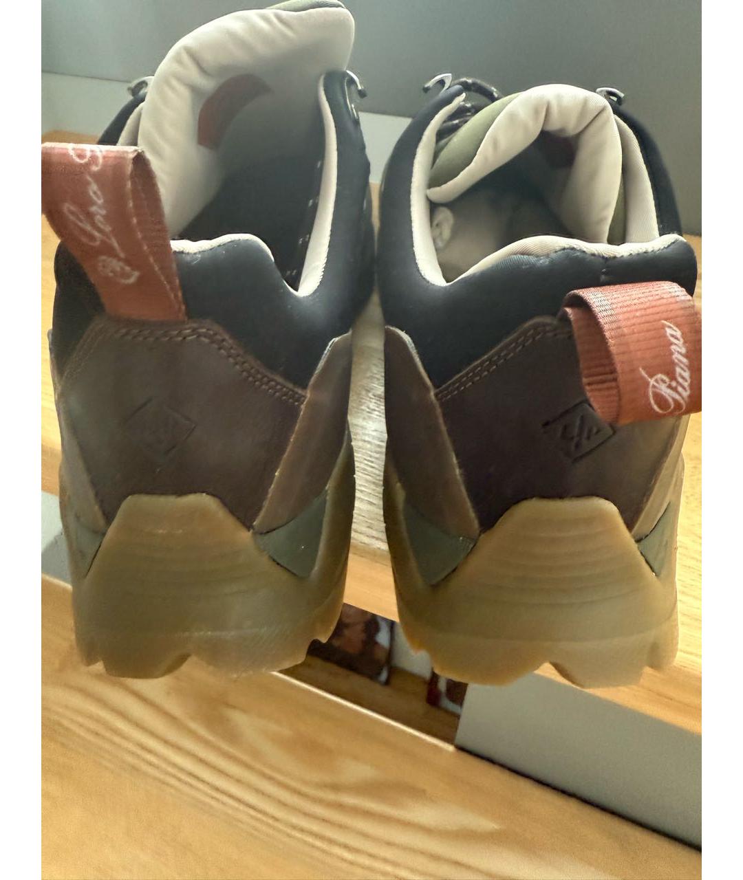 LORO PIANA Коричневые кожаные низкие кроссовки / кеды, фото 4