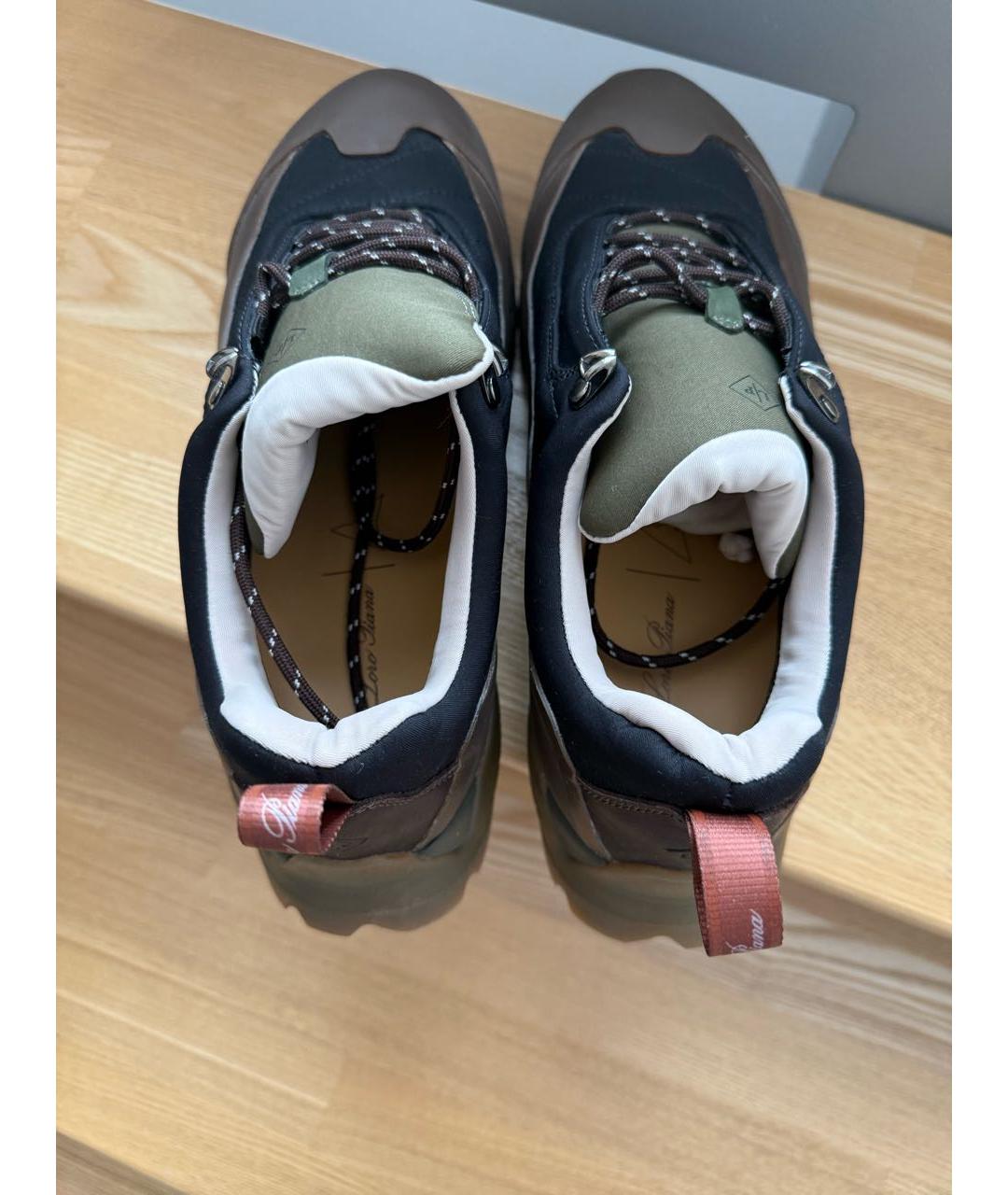 LORO PIANA Коричневые кожаные низкие кроссовки / кеды, фото 3