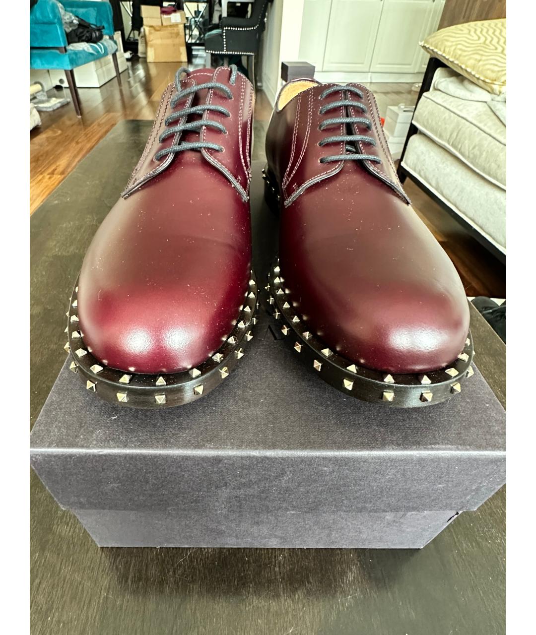 VALENTINO Бордовые кожаные туфли, фото 2