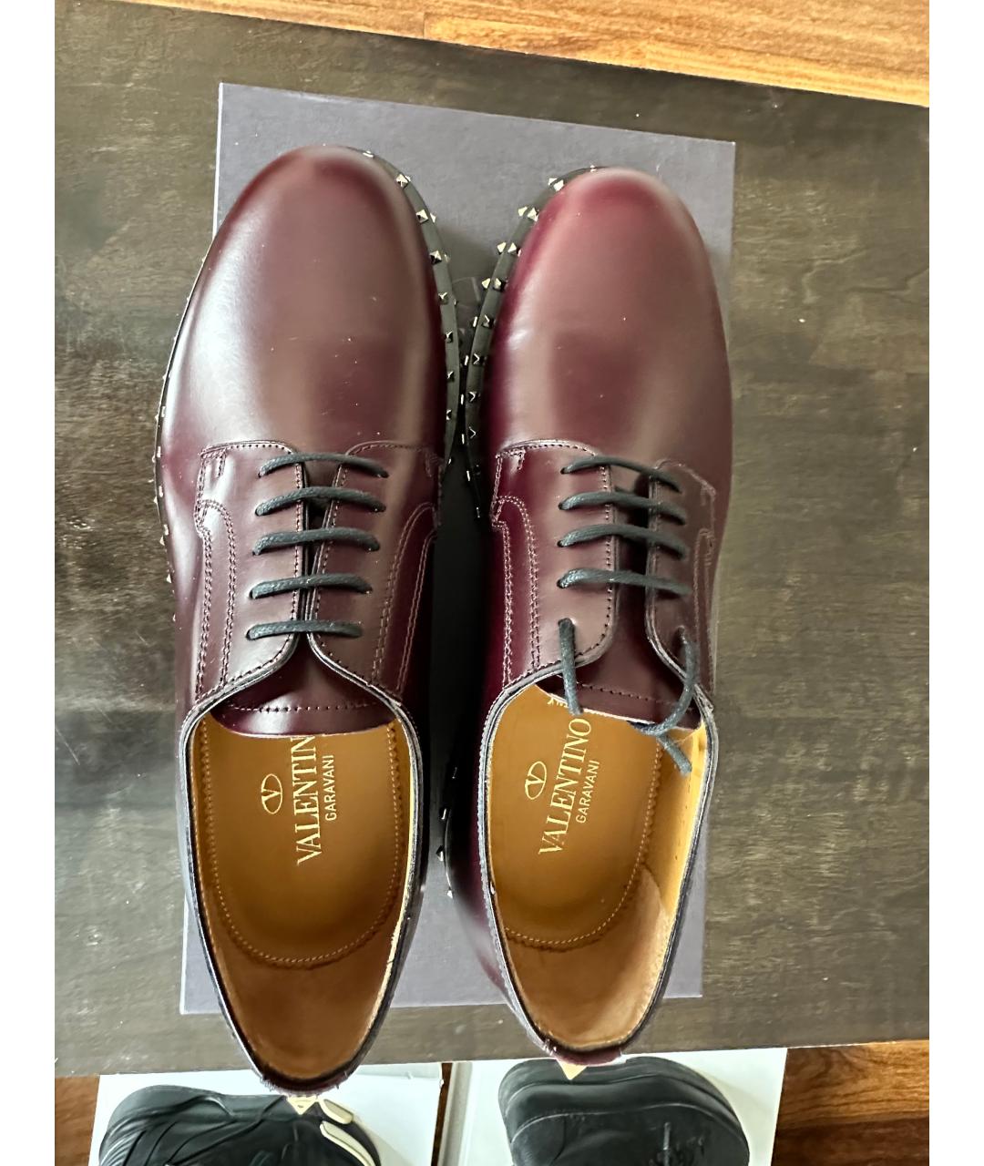 VALENTINO Бордовые кожаные туфли, фото 3