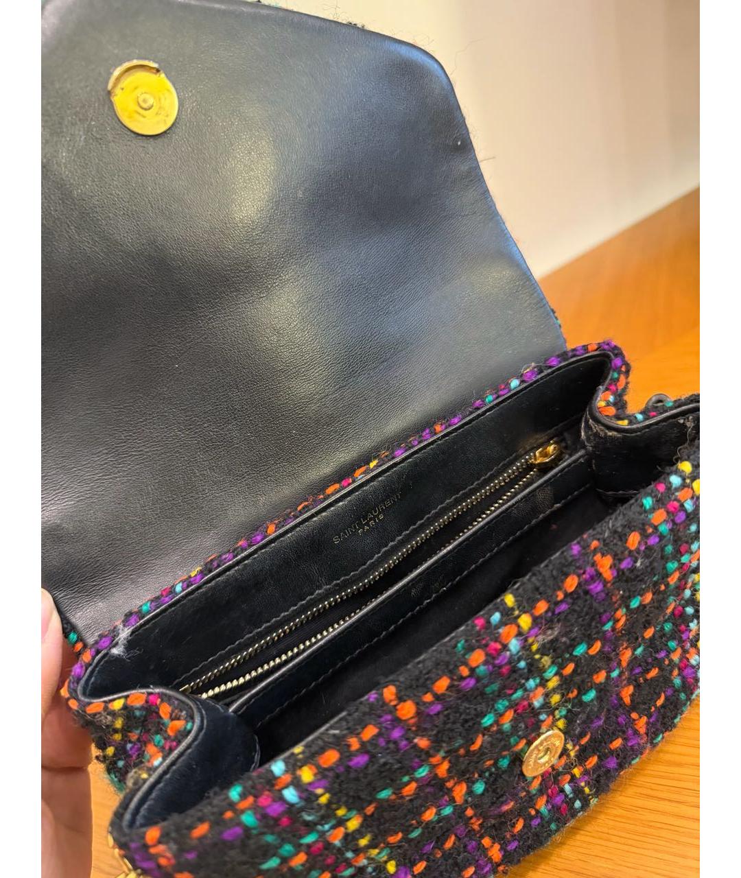 SAINT LAURENT Черная твидовая сумка через плечо, фото 4