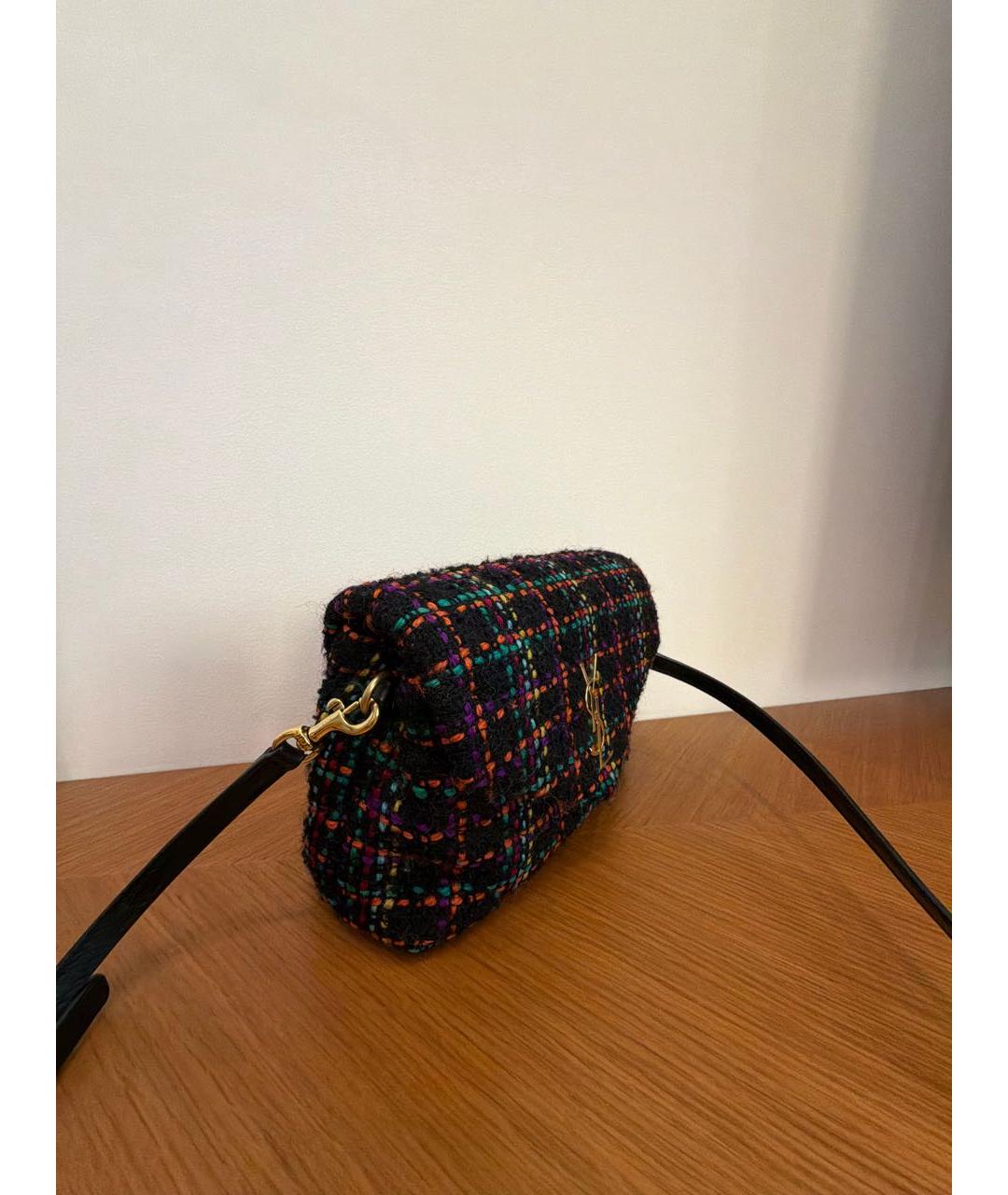 SAINT LAURENT Черная твидовая сумка через плечо, фото 2