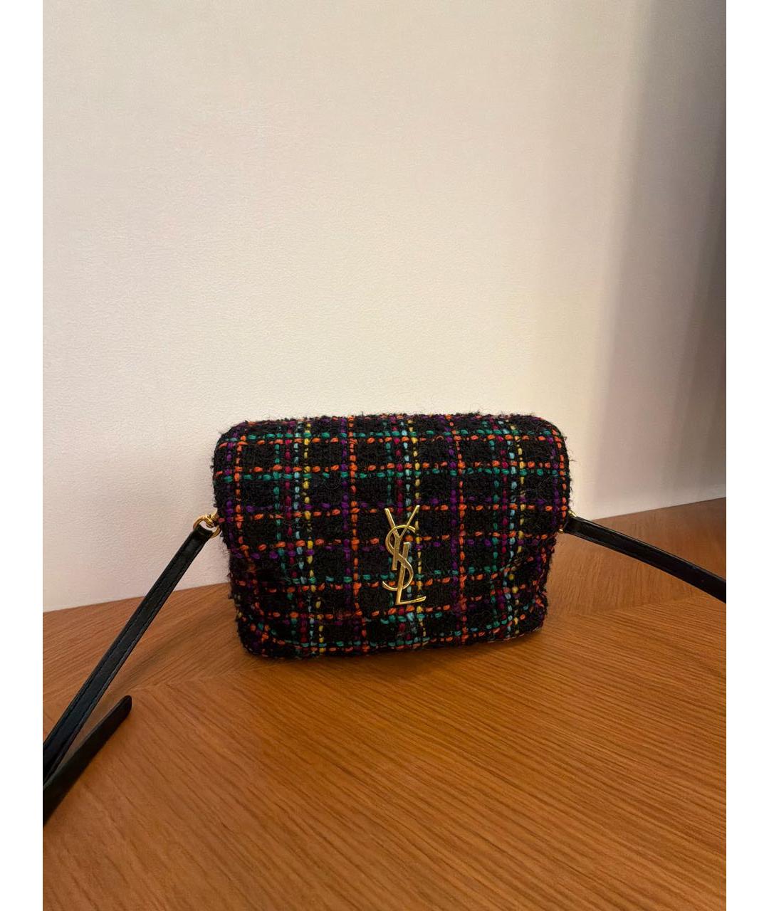 SAINT LAURENT Черная твидовая сумка через плечо, фото 5